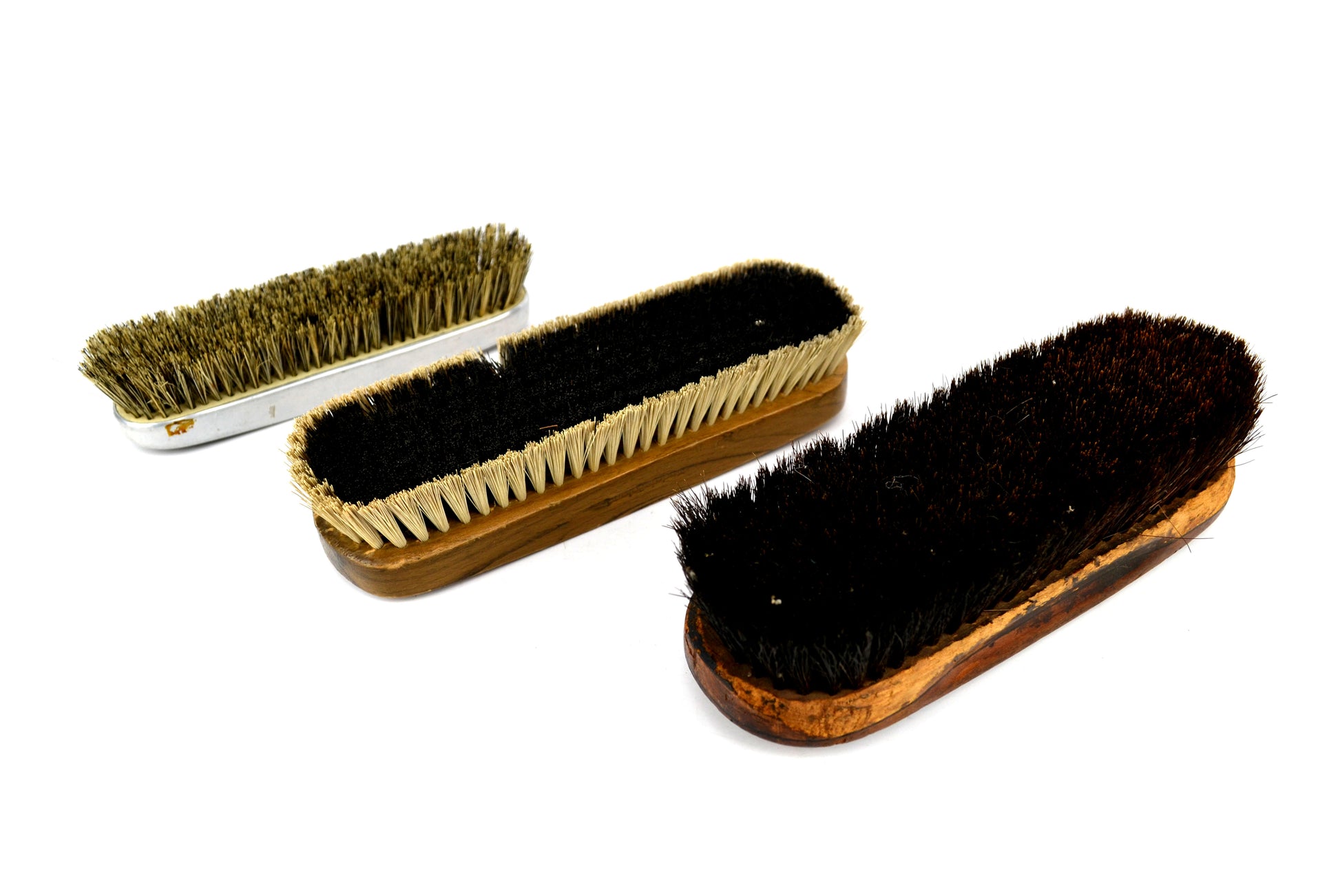 Vintage Clothes Brush Lot of 2 and 1 Wood Handle Shoe Shine Brush - Avid Vintage