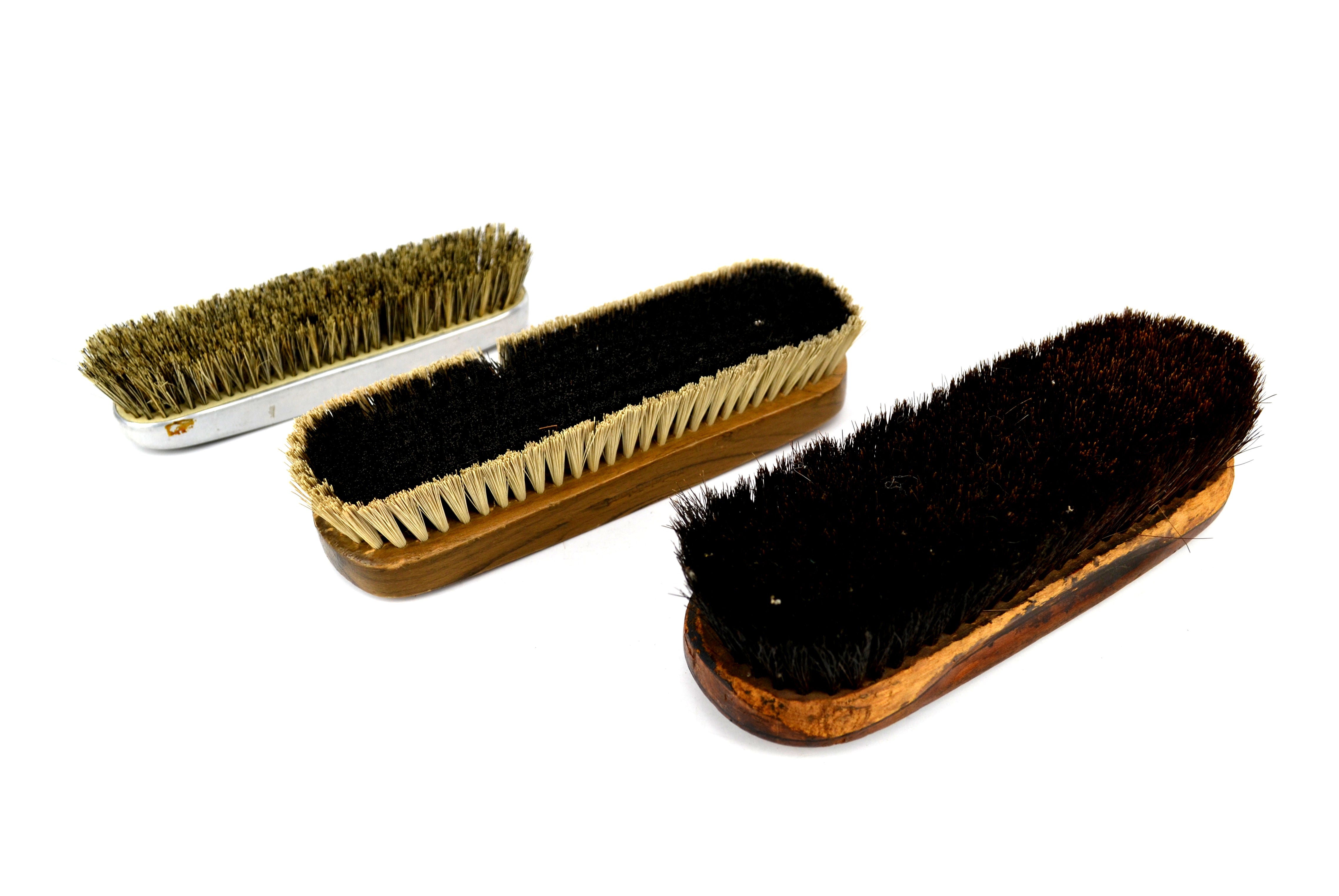 Vintage Clothes Brush Lot of 2 and 1 Wood Handle Shoe Shine Brush - Avid Vintage