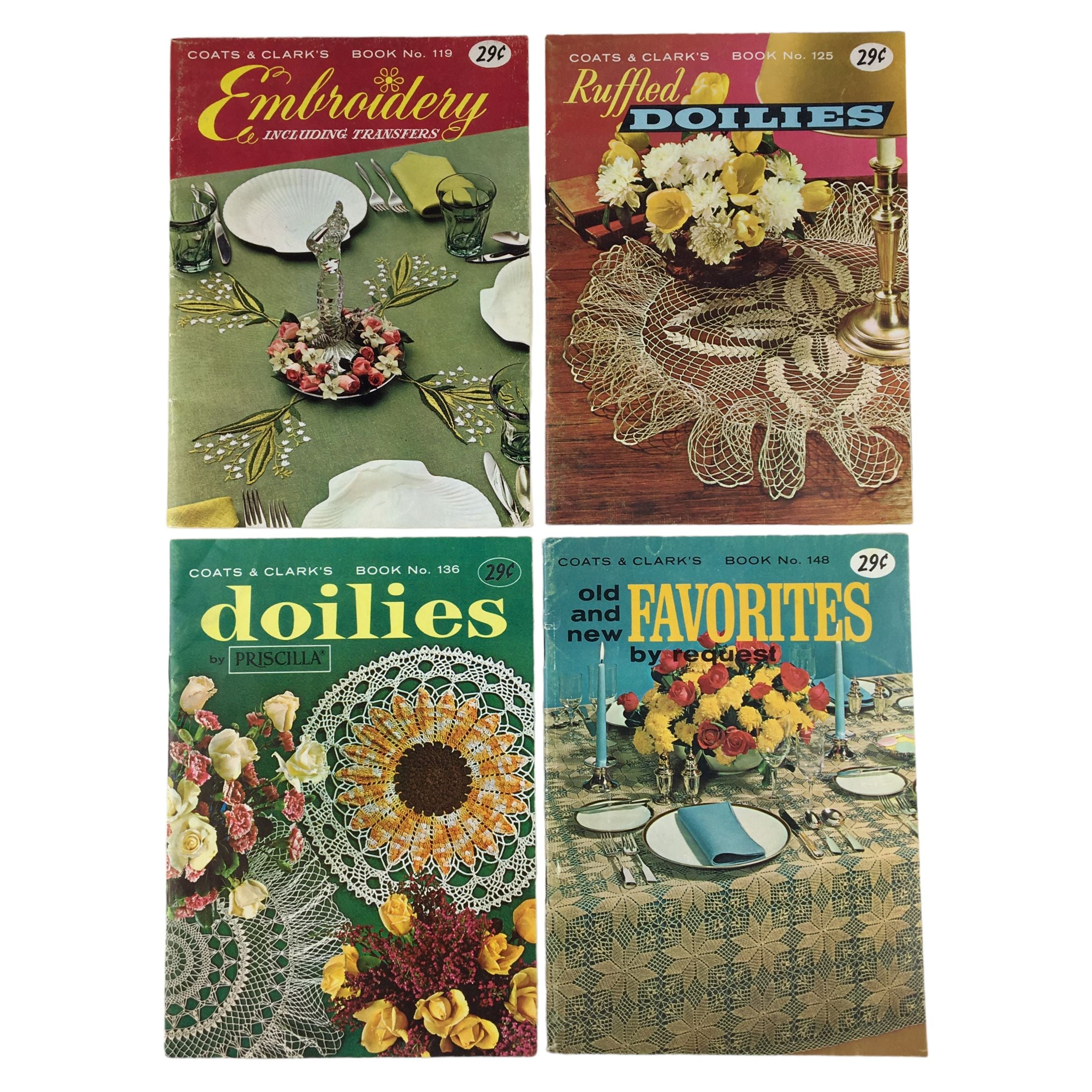 Vintage 1960s Coats and Clark’s Craft Book Lot Doilies Embroidery Patterns - Avid Vintage