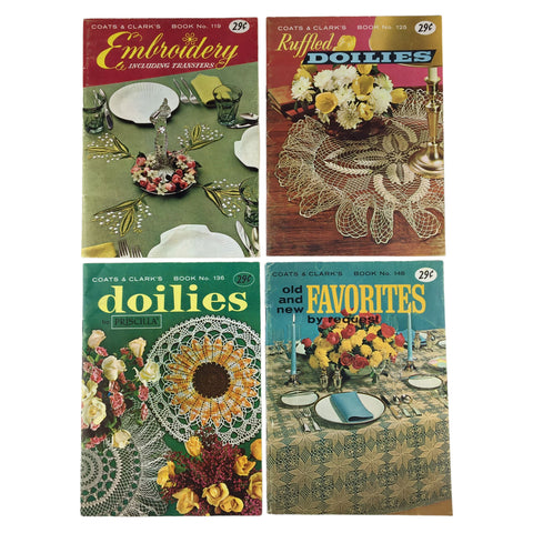 Vintage 1960s Coats and Clark’s Craft Book Lot Doilies Embroidery Patterns