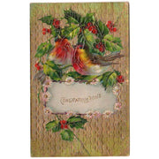 Congratulations Birds Vintage Embossed Postcard Gold Background - Avid Vintage