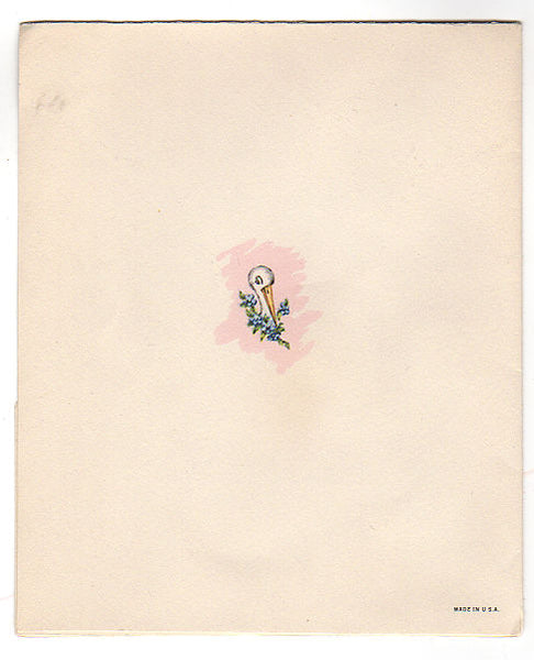 Vintage 1950s Congratulations New Baby Greeting Card Stork Blanket - Avid Vintage