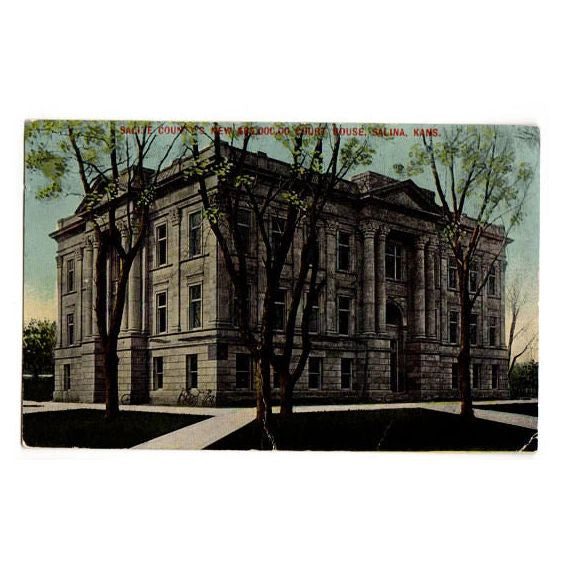 Vintage 1910s Salina Kansas Town View Postcard Court House - Avid Vintage