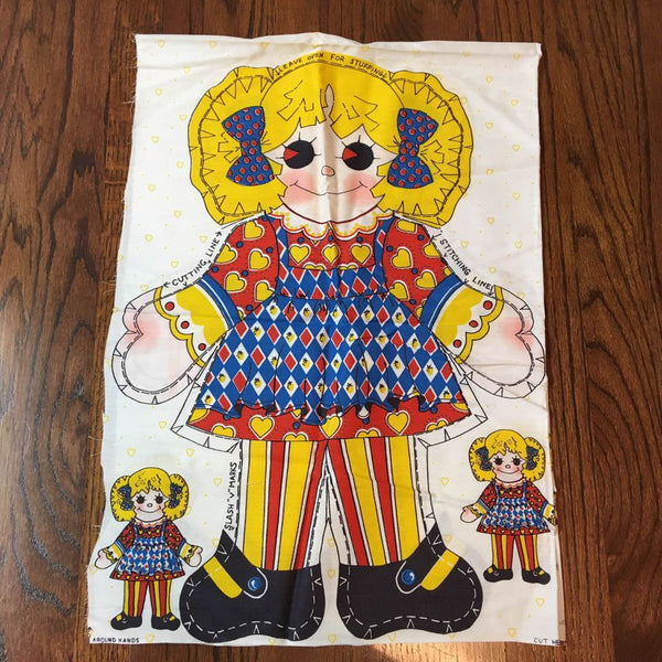 Cut and Sew 20 Inch Girl Doll Pillow Fabric Panel