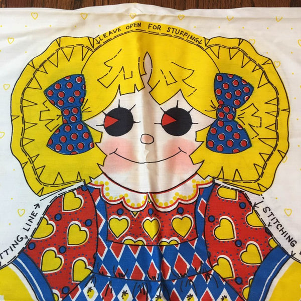 Cut and Sew 20 Inch Girl Doll Pillow Fabric Panel