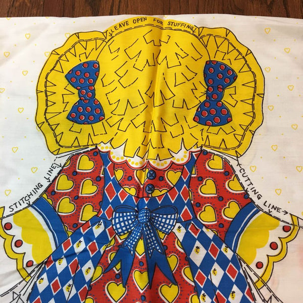 Cut and Sew 20 Inch Girl Doll Pillow Fabric Panel