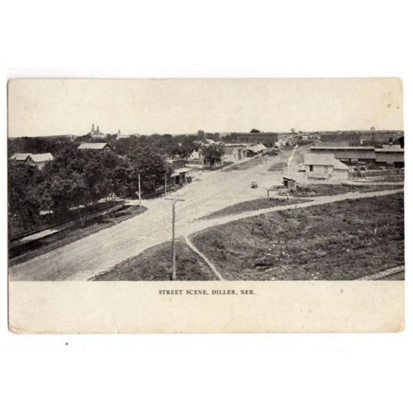 Vintage 1910s Diller Nebraska Postcard Street Scene Birds Eye View - Avid Vintage