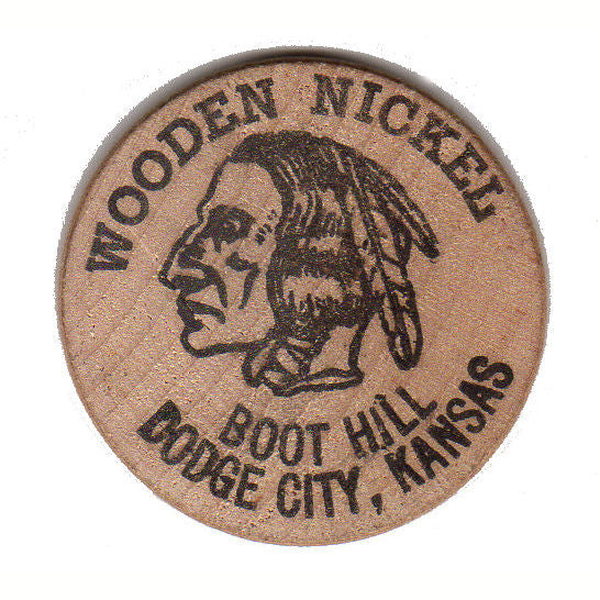 Vintage Dodge City Boot Hill Kansas Wooden Nickel Souvenir Coin - Avid Vintage