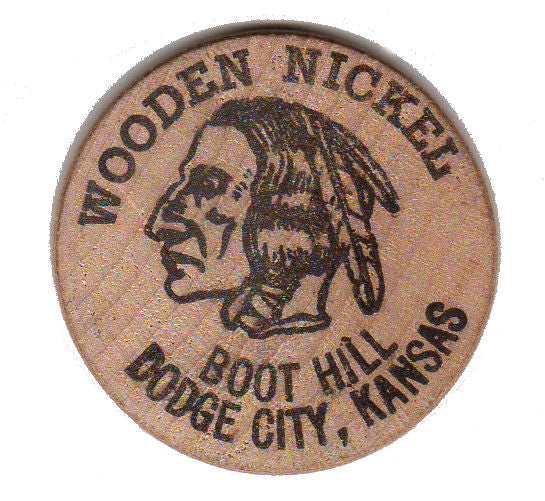 Vintage Dodge City Boot Hill Kansas Wooden Nickel Souvenir Coin - Avid Vintage