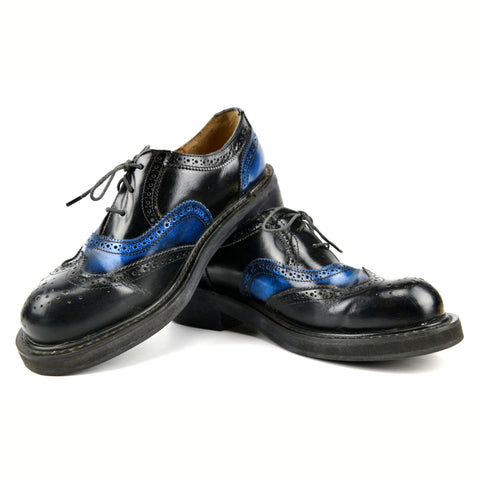 Vintage 1990s Double Heelix Shoes Womens Leather Oxford US Size 10 Black and Blue - Avid Vintage