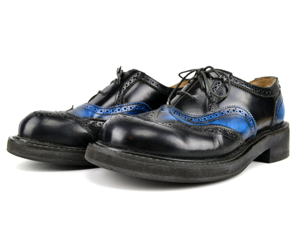 Vintage 1990s Double Heelix Shoes Womens Leather Oxford US Size 10 Black and Blue - Avid Vintage