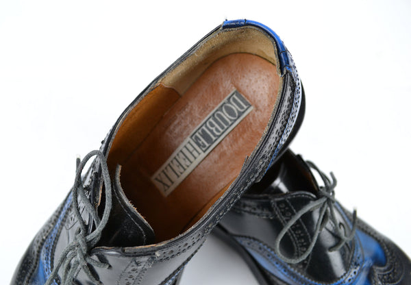Vintage 1990s Double Heelix Shoes Womens Leather Oxford US Size 10 Black and Blue - Avid Vintage