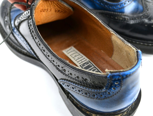 Vintage 1990s Double Heelix Shoes Womens Leather Oxford US Size 10 Black and Blue - Avid Vintage