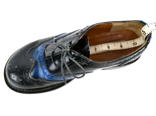 Vintage 1990s Double Heelix Shoes Womens Leather Oxford US Size 10 Black and Blue - Avid Vintage