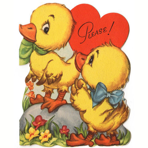 Vintage 1940s Duck Valentine Greeting Card Fold Out by Charles Christian Culp - Avid Vintage