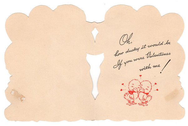 Vintage 1940s Duck Valentine Greeting Card Fold Out by Charles Christian Culp - Avid Vintage