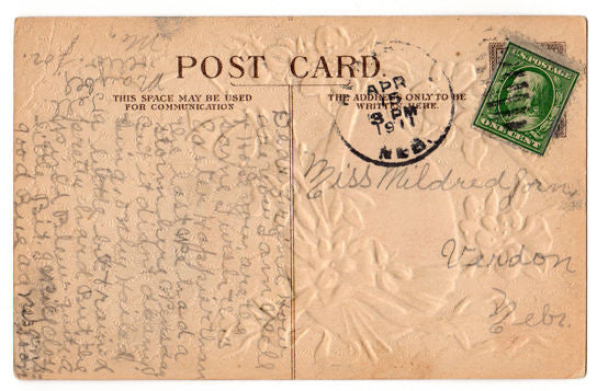 Vintage 1910s Red Easter Egg Embossed Postcard with Bumble Bees - Avid Vintage