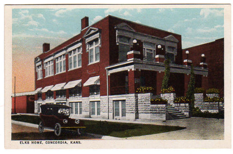 Vintage Concordia Kansas Postcard Elks Home 1910s Down Town View - Avid Vintage