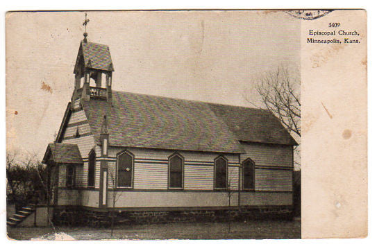 Vintage 1910s Minneapolis Kansas Postcard Episcopal Church View - Avid Vintage