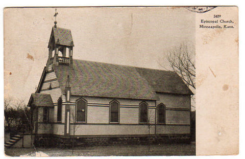 Vintage 1910s Minneapolis Kansas Postcard Episcopal Church View - Avid Vintage