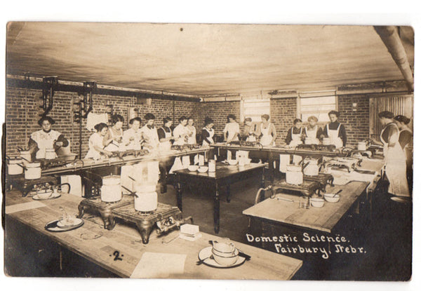Vintage 1910s Fairbury Nebraska RPPC School Kitchen Interior Real Photo Postcard - Avid Vintage