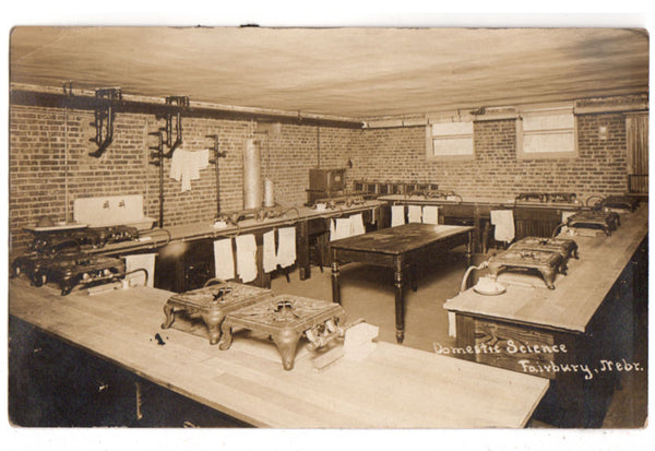 Vintage 1910s High School Kitchen Interior Stoves Real Photo Postcard Fairbury Nebraska - Avid Vintage