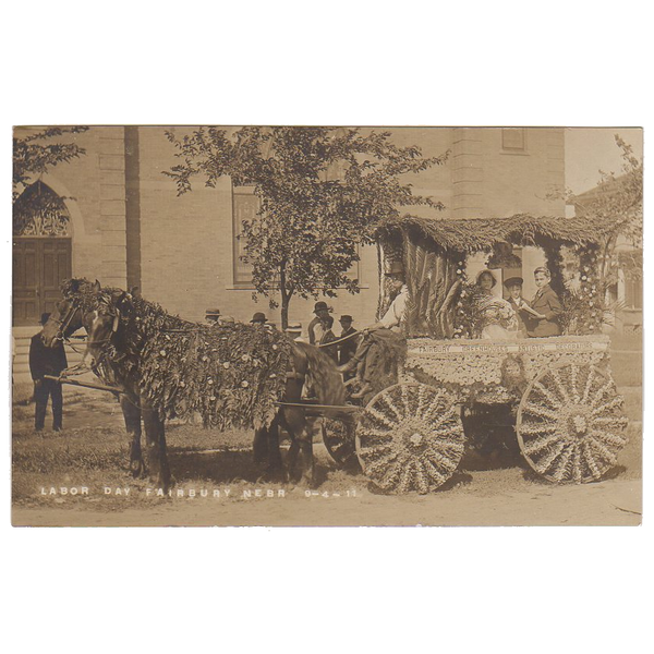Decorated Float Fairbury Nebraska RPPC Labor Day 1911 Parade Postcard - Avid Vintage