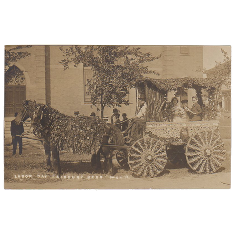 Decorated Float Fairbury Nebraska RPPC Labor Day 1911 Parade Postcard - Avid Vintage