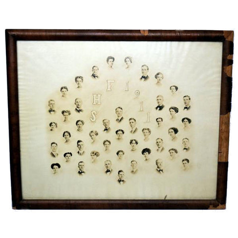 Antique Framed Photo Class of 1911 Fairbury Nebraska High School, Genealogy, History - Avid Vintage