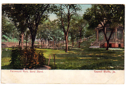 Vintage 1900s Fairmount Park Band Stand Postcard Council Bluffs Iowa - Avid Vintage