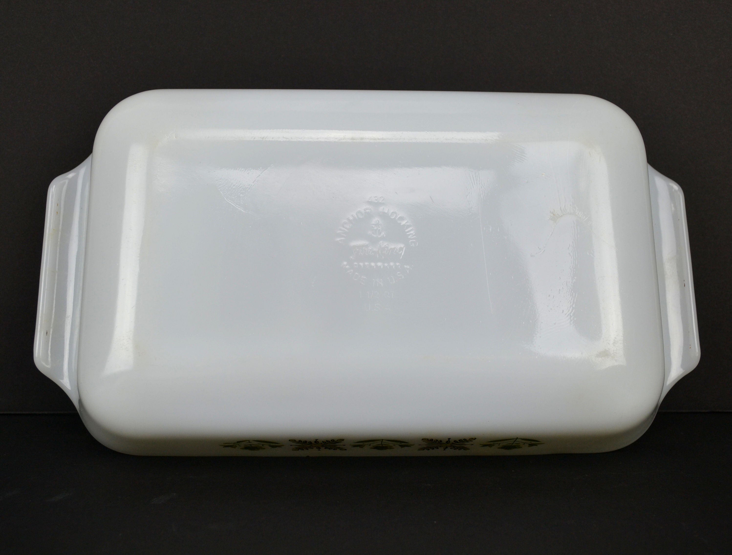 Vintage Fire King Milk Glass Casserole Dish with Lid