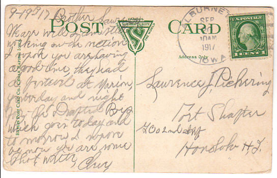 Vintge Cedar Rapids Iowa Postcard 1910s Fountain George Greene Square Town View - Avid Vintage