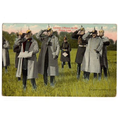 Vintage WWI Military Post Card German Officers on Firing Line Underwood PC Series 145 - Avid Vintage
