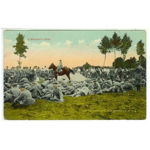 Vintage WWI Military Postcard A Moments Rest WCA Series 145 German Troops International New Service - Avid Vintage