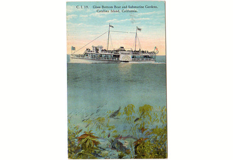 Vintage Postcard Glass Bottom Boat and Submarine Gardens Catalina Island California - Avid Vintage