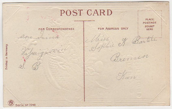 Gold Bell Snowy Farm Scene Vintage Samson Brothers Christmas Postcard - Avid Vintage