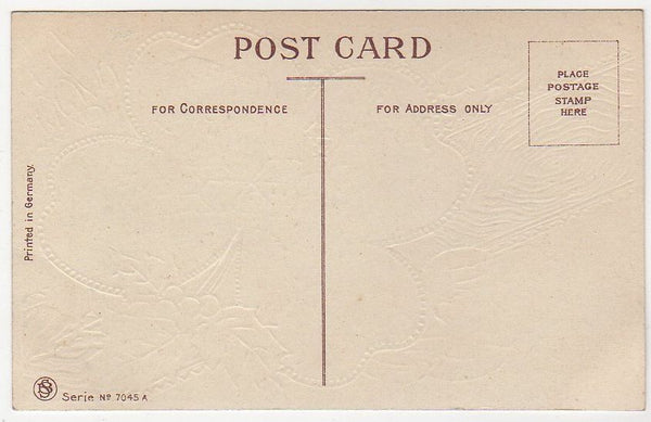 Gold Foil on Black Antique New Year Postcard Winter Town Scene Four Leaf Clover Unused - Avid Vintage