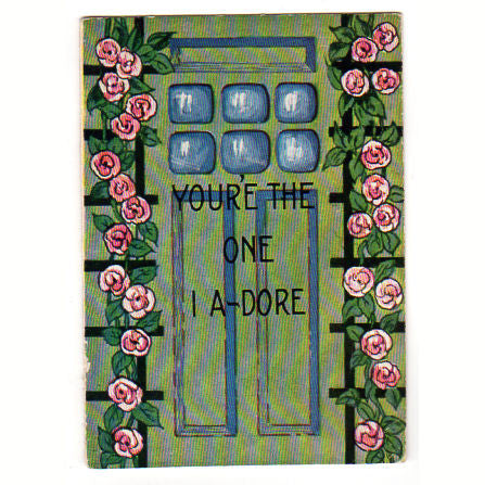 Vintage Valentine Card 1940s Greeting Green Cottage Door Pink Rose Vines - Avid Vintage