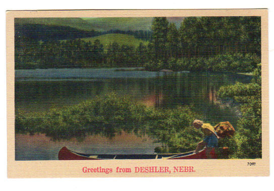 Vintage Greetings from Deshler Nebraska Postcard 7097 Water Scene Unused - Avid Vintage