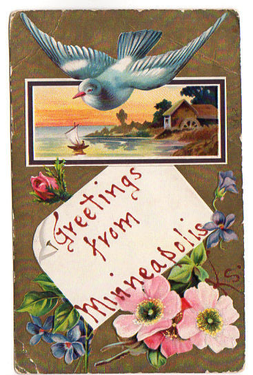 Vintage Postcard Greetings from Minneapolis Kansas 1900s PC Birds Floral - Avid Vintage