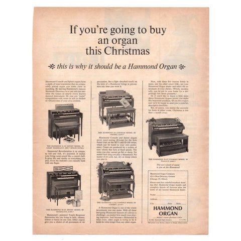 Vintage 1963 Hammond Organ Magazine Print Ad Electronics Advertising Music Room Decor