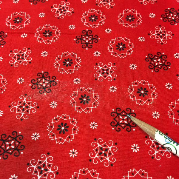 Handkerchief Fabric Red, White, Black Bandana Hanky Material 43 x 80