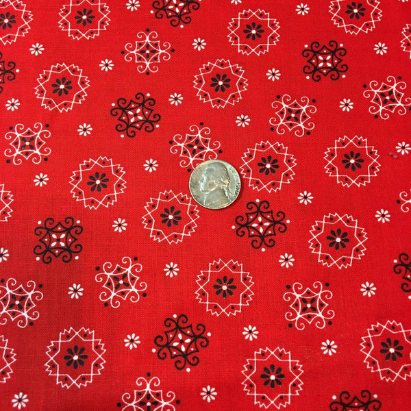 Handkerchief Fabric Red, White, Black Bandana Hanky Material 43 x 80