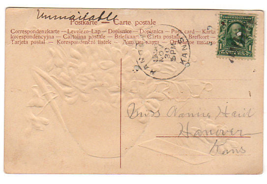 Vintage Hanover Kansas 1900s Purple Floral Greetings Postcard Glitter - Avid Vintage