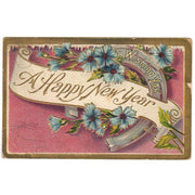 Happy New Year Antique Embossed Postcard Horseshoe 1920 Christmas Seal - Avid Vintage