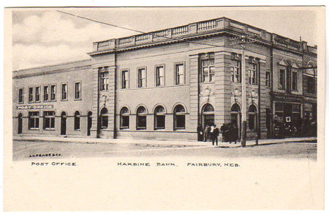 Vintage 1910s Fairbury Nebraska Postcard Post Office Harbine Bank Town View - Avid Vintage