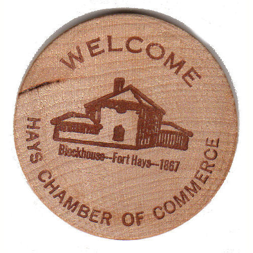 Vintage 1961 Kansas State Centennial Wooden Nickel Souvenir Coin Hays Chamber - Avid Vintage