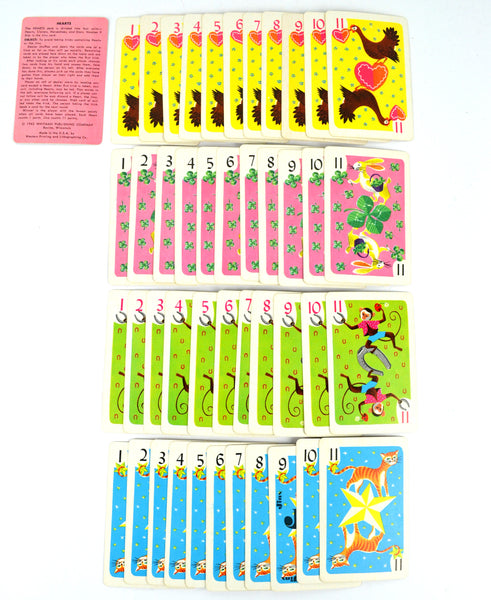Hearts Whitman Card Game Vintage 1960s Playing Cards for Children Complete Deck No 4114 - Avid Vintage