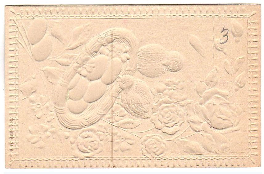 Heavily Embossed Floral Antique Easter Postcard Colored Eggs and Baby Chicks - Avid Vintage