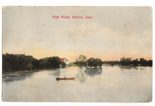 Vintage 1900's Hebron Nebraska High Water Flooding Postcard Color Scene - Avid Vintage